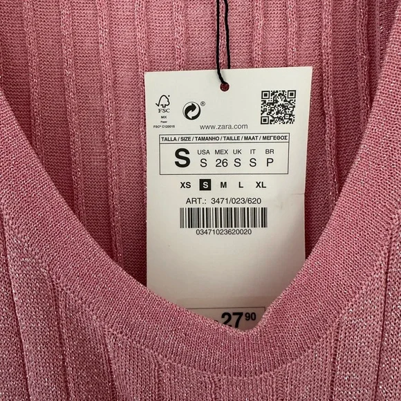 Zara Pink Ribbed Tank Top - Picture 4 of 8